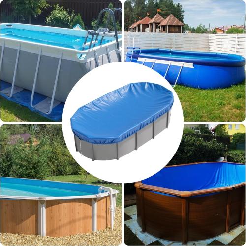16x10 FT Oval Pool Cover for Above Ground Pools,Solar Oval Pool Cover Protector with Drawstring for Cold and UV Resistant,Dustproof -All-Weather Protection(Blue)