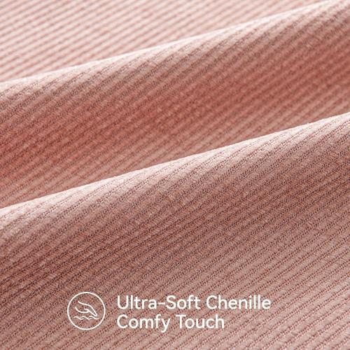 a moment Pack of 2 Decorative Chenille Throw Pillow Covers with Twill Cushion Covers for Sofa Living Room Couch Bed 20x20 Inch Blush Pink