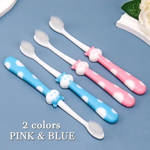 Bundle of Toddler Toothbrush Kids Manual Toothbrush 2color Bundle Toothbrushes Kids 2color Toothbrush for Age 2  Children Toothbrush Set Boys Girls Toothbrush with Suction Cup