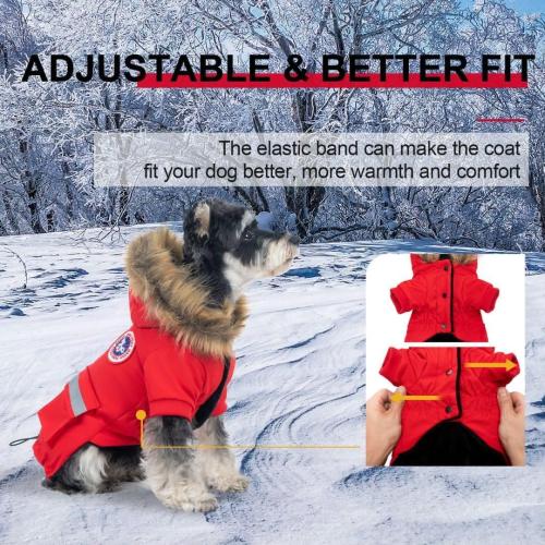 PINA 3XL Small Dog Coats - Waterproof & Windproof Dog Jacket with Pocket, Warm Flannel Lining & Faux Fur Hood for Cold Weather