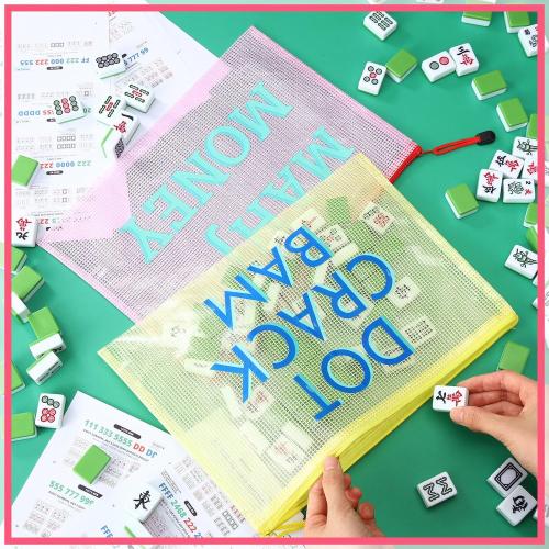 4 Pack 13.6 x 9.7 Inch Empty Mahjong Tile Bag American PVC Clear Mahjong Case Size 166 Waterproof Zippered Storage Tile Holder Rack Bag for Game Lover Gift Travel, Case Only (Mixed)