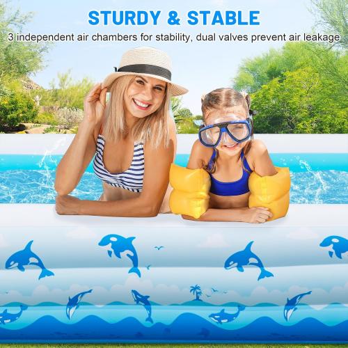 Extra Large Inflatable Swimming Pool – 165 x 76 x 22 Oversized Blow Up Pool for Adults, Big Family Backyard Pool with Pump, Thickened Kiddie Pool for Summer Water Party, Easy Set Up