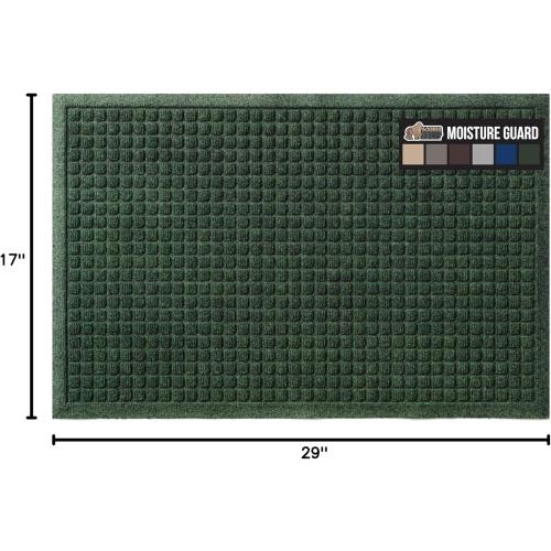 GORILLA GRIP® Ultra Absorbent Front Door Mat Outside Entrance, Traps Dirt and Moisture, HydroABSORB Indoor Outdoor Doormat Holds Up to 1.7 Cups Water, Stain and Fade Resistant Welcome Mat, 29x17 Green