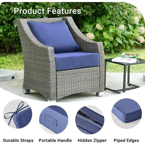 Outdoor Cushions for Patio Furniture,Outdoor Seat Cushion Set 24 x 24 x 5.75 Inch,Waterproof & Fade Resistant Outdoor Chair Cushions,Deep Patio Chair Cushion with Removable Cover,Navy Blue