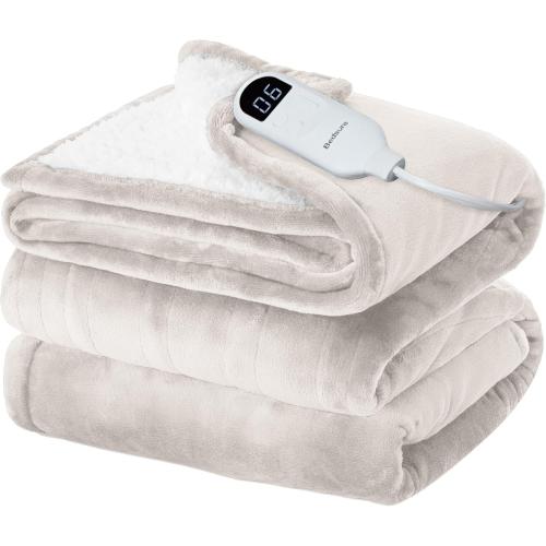 Bedsure Electric Blanket Full Size - Soft Flannel Heated Blanket, Fast Heating with 10 Time Settings & 6 Heat Settings, Warm Gift for Grandma (72x84 inches, Cream)
