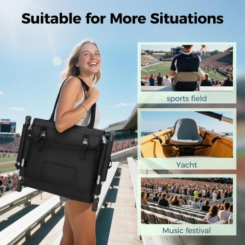 GREEN PARTY Stadium Seat for Bleachers Portable Outdoor Floor Folding Stadium Chair with Armrest, Back Support, Cup Holder, Mesh Bag and Hide Hooks