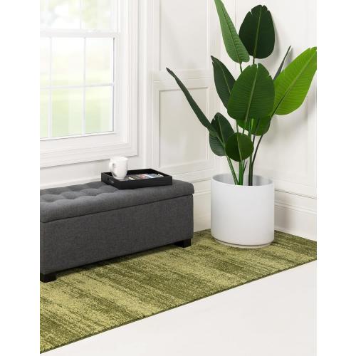 Unique Loom Del Mar Collection Area Rug - Lucille (Runner, Green/ Hunter Green)