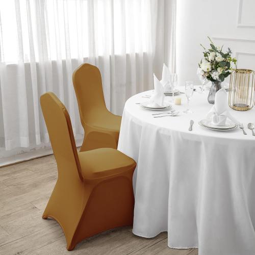 SUPERO Waterproof Spandex Chair Cover  6PCS, Stretch Dining Chair Covers, Polyester Outdoor Chair Covers, Protector Stretch Chair Cover for Party Universal, Banquet, Wedding Event, Hotel(Gold)