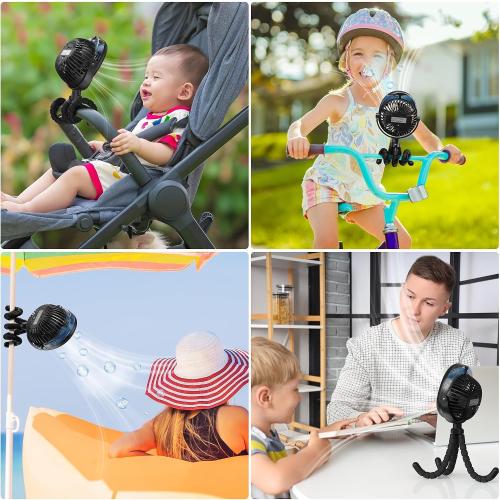 2026 Upgraded Misting Baby Stroller Fan Rechargeable, Flexible Tripod Clip for Car Seat Crib, Baby Shower Gifts & Baby Registry Search, Newborn Essentials for Beach Travel, Disney Summer Essentials