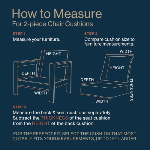 Honeycomb Outdoor Essentials Deep Seat, 24 x 24, Hampton Texture Navy Chair Cushion for Patio Furniture