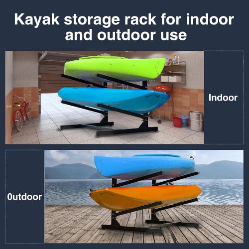 Black 28 Heavy Duty Kayak Storage Rack - Adjustable Freestanding Stand for Kayaks, Canoes, Paddleboards, and Surfboards - Ideal for Garage, Shed, Dock, and Outdoor Storage