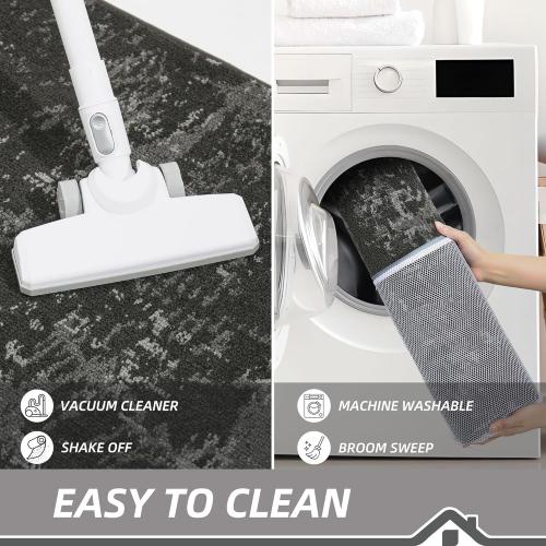 BEQHAUSE Dirt Trapper Door Mat 20 x 32, Non-Slip Doormats Washable Entryway Rugs, Stain Resistant Dog Door Mats Absorbent Welcome Floor Mat for Front Back Door, Mud Wet Shoes & Paws, Dark Grey