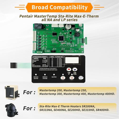 42002-0007S Control Board Kit Replacement for Most Pentair MasterTemp Sta-Rite Max-E-Therm Most NA and LP Series Pool and SPA Heater Electrical Systems, with 472610Z Switch Membrane Pad
