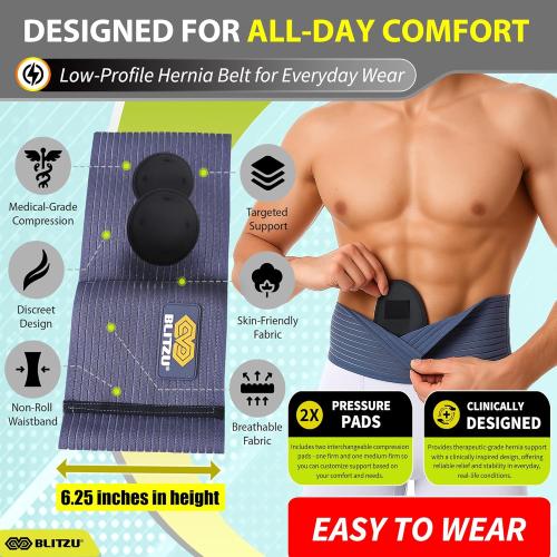 BLITZU Umbilical Hernia Belt for Men Women. Abdominal Binder Support Truss