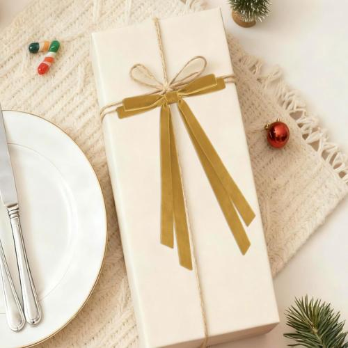 24 Pcs Christmas Bows for Tree, Light Brown Velvet Ribbon Bow for Christmas Tree, Pre-Tied Vintage Xmas Bows for Xmas Trees Wreaths Gifts Wedding Indoor Outdoor Decorations, 5 x 7 Inch