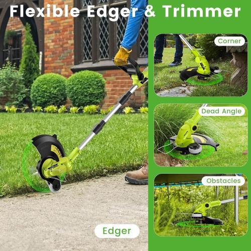 12 Cordless String Trimmer with 2 2.0Ah Battery and Charger, Electric Weed Wacker, Weed Eater Battery Powered, 20V Lawn Mower Lawn Edger, Auto Line Feed Grass Cutter Lightweight Garden Tools for Yard