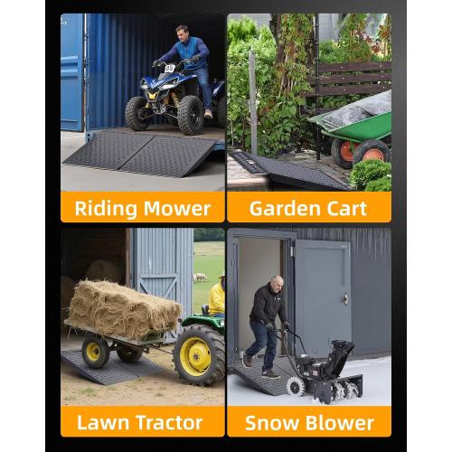 VNN 29 x 48 Shed Ramp for Riding Mower - 1500 LB Capacity Shed Ramps, Anti-Slip Punch Plate Ramp for ATV, Motorcycles, Garages & Barns (2PC, Black, Alloy)