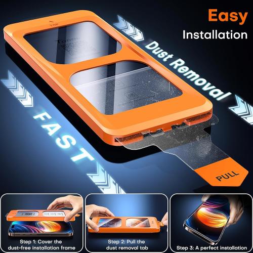 TOCOL for iPhone 16 Pro Max Screen Protector, 9H Hardness Military Grade Shatterproof HD Tempered Glass Full Coverage Easy Installation Case Friendly 2 Pack