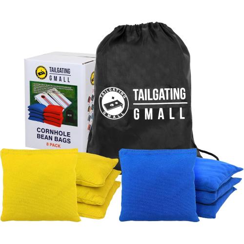 8 Pack of Yellow and Blue Cornhole Bags Set of 8 Regulation Professional Corn Hole Bean Bags Weather Resistant for Tossing Adults Yard Game