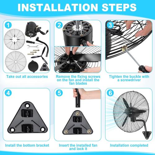 Aurelema 2 Set 22 Inch Wall Mount Fan Oscillating Industrial Heavy Duty Metal 3 Speed Fan, 7500 CFM High Velocity Cooling Powerful Airflow for Commercial Residential Garage Warehouse Workshops Factory