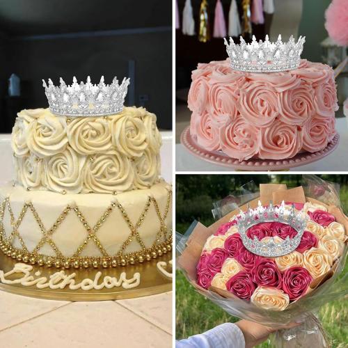 CIEHER Crystal Crowns for Women Girls Royal Crown Wedding Halloween Costume Birthday Party Prom, Crown Cake Topper(Silver)
