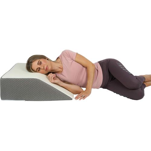 White and Grey Kölbs Bed Wedge Leg Pillow for Elevation Chic Jacquard Cover, Knee, Ankle Bolster Body Positioner Post Surgery