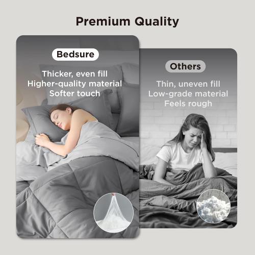 Bedsure Full Size Comforter Set - 7 Pieces Reversible Grey Bedding, Full Size Bed Set for All Seasons, Bed in a Bag with Down Alternative Comforter, Sheets, Pillowcases & Shams