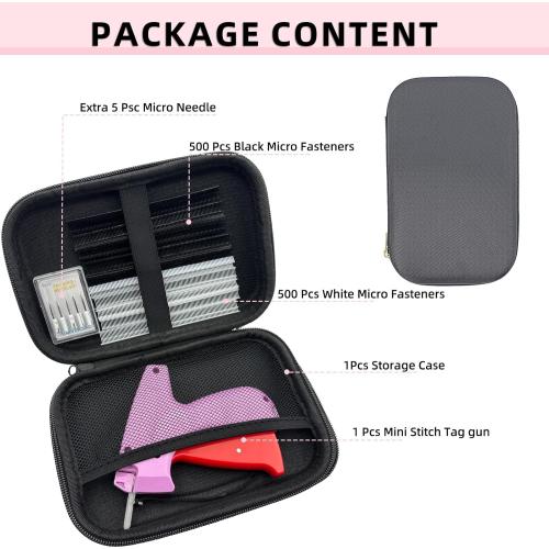 Fine Stitch Gun Mini Stitch Gun Kit for Clothes, Quick Clothing Fixer with 6 Fine Needles, 1000 5mm Fasteners and Case, Speedy Clothing Fixer Stitch Gun for Clothes Quick Stitch Gun for Clothes