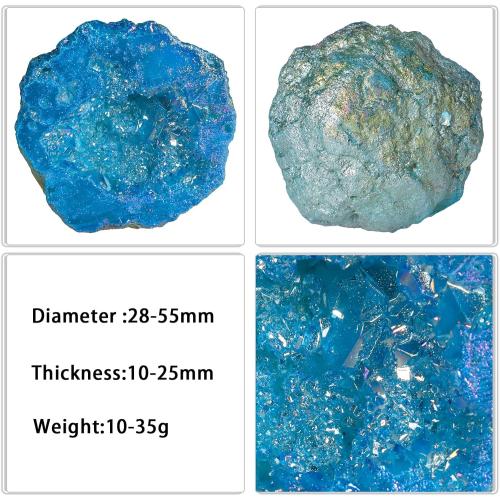 Sportmusies Irregular Titanium Coated Geode Crystal Cluster Decoration Home Office, Healing Rock Stone Mineral Specimen Collection, Blue