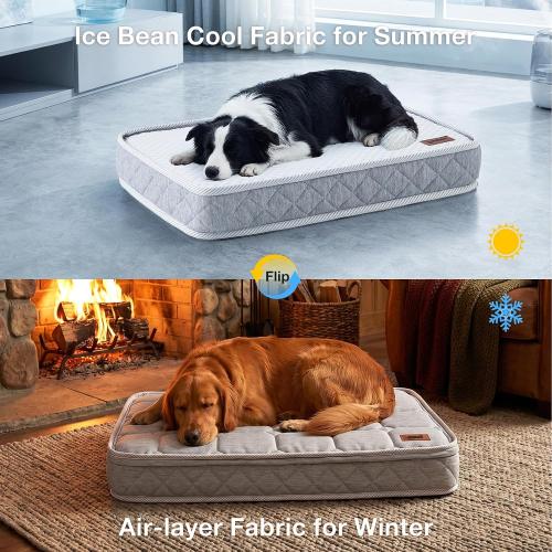 ZOMISIA Breathable Orthopedic Dog Bed for Medium Dog, Reversible Warm & Cooling Dog Bed Mattress for All Season, 4 Thick Honeycomb Supportive Pet Bed with Detachable Non-Slip Bottom, Waterproof Cover