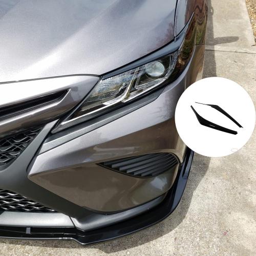 Gloss Black Headlight Eyelid Eyebrow Edge Cover for Toyota Camry 2018 2019 2020 2021 2022 2023 2024 ABS Car Accessories 2PCS