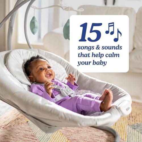 Graco Simple Sway Baby Swing, Side‑to‑Side Sway, Infant Swing with 6 Speeds, Vibration, Abbington