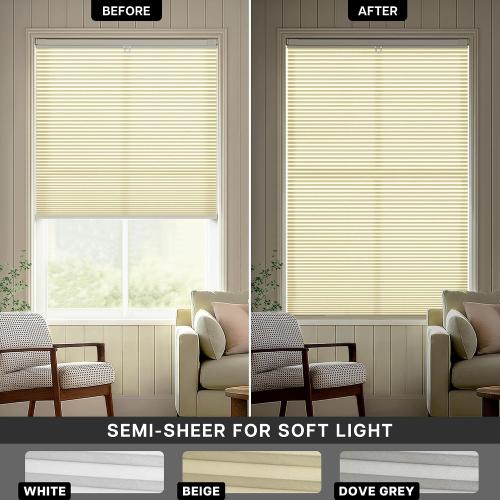 Lazblinds Upgraded Top Down Bottom Up (TDBU) Honeycomb Blinds, No Drill No Tools Easy Install Cordless Cellular Shades for Windows 20 W x 48 H, White - Light Filtering