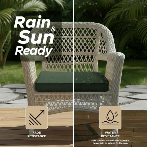 Outdoor Chair Cushions, Water-Resistant & Fade-Resistant, Patio Furniture Seat Replacement Chair Pads with Ties Zipper, Removable Cover, Non-Slip Bottom, Set of 6, 18.5 x 16 Inch, Olive Green