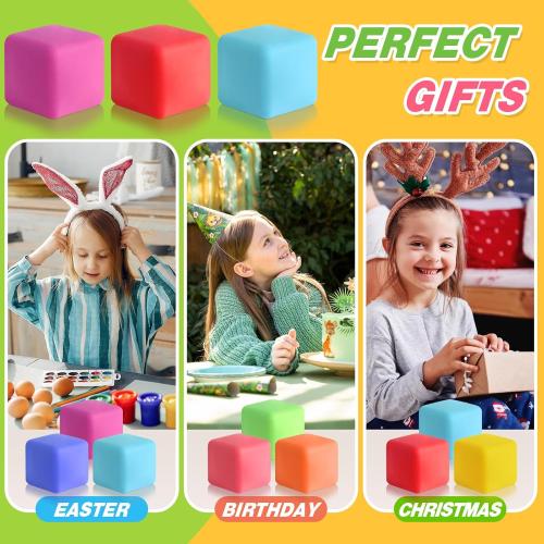 36 Pack Slow Rising Stress Cube Fidget Toys, Squishy Balls Sensory Fidget Toys for Kids Adults, Square Shape Fidgets for Classroom, Party Favors Pull Stretch Squishy Toy Classroom Prize Box Toys