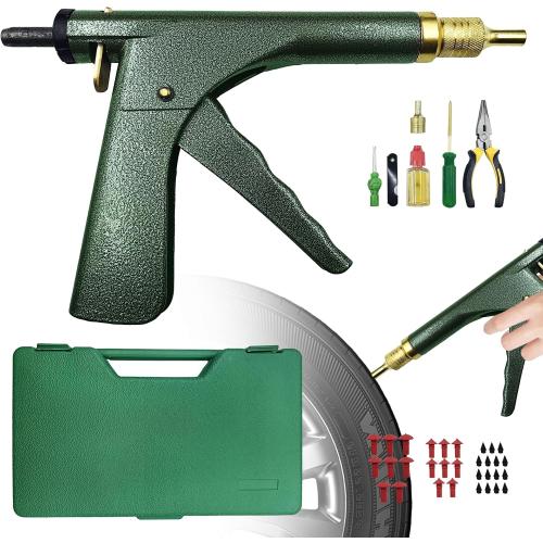 Tire Repair Kit Mushroom Plug - Heavy Duty Tubeless Puncture Fix for Cars, Motorcycles, Trucks, ATV, Tractors - Professional Flat Tire Patch Kit with 16 Plugs (Green)