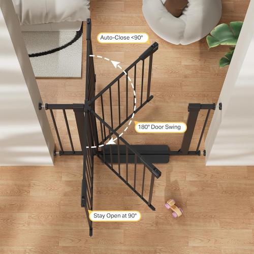 Cumbor 29.7-40.6 Baby Gate for Stairs, Baby Essential Safety Gate, Mom's Choice Awards Winner-Dog Gate for Doorways, Pressure Mounted Auto-Close Pet Gates for Dogs Indoor, Durable Child Gate, Black