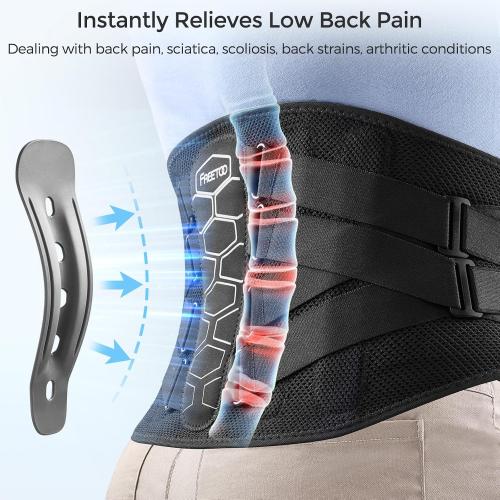 FREETOO Back Brace for Lower Back Pain Relief with Pulley System,Lumbar Support Belt for Men & Women with Lumbar Pad, Ergonomic Design and Soft Breathable 3D Knit Material,for Herniated Disc,Sciatica