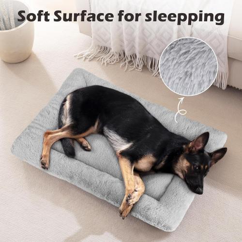 SIWA MARY Dog Bed Mat Soft Crate Pad Washable Anti-Slip Mattress for Large Medium Small Dogs and Cats Kennel Pad(29'' x 21'' Grey)