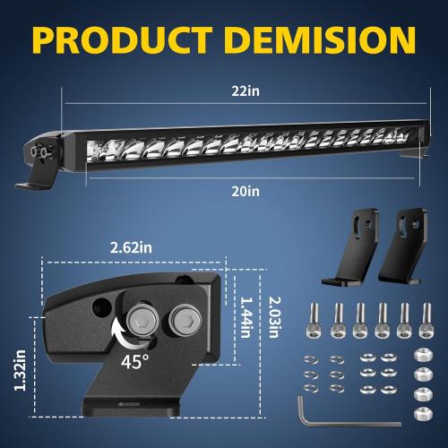 4WDKING 22 Inch Dual-Color Slim LED Light Bar,120W Spot Flood Combo Beam with Wiring Harness Kit, Screwless Design, IP68&IP69K Waterproof, Off Road Driving Lamp Fog Lights for Truck Pickup ATV UTV SUV