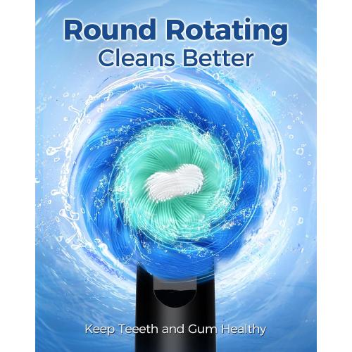 Rotating Electric Toothbrush for Adults with 8 Brush Heads, Sensitive Gum Care Electric Toothbrush with 3 Modes and 2 Min Smart Timer, Rechargeable Last 60 Days