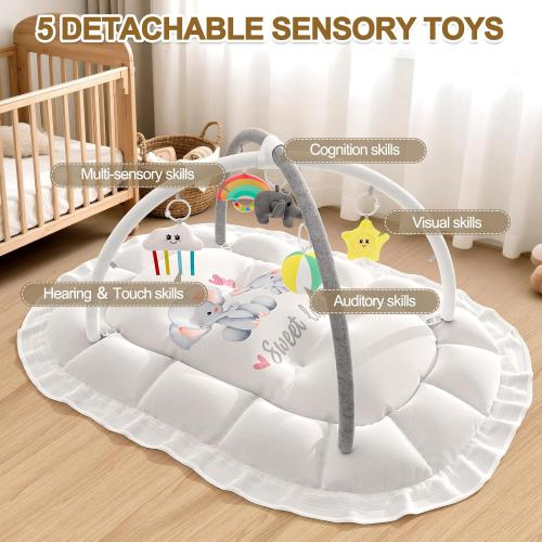 OCATO Baby Play Mat Gym: Baby Play Gym Mat Thick Large Baby Activity Center from Newborn to Toddler Skills Development Baby Essentials Baby Shower Gifts Boy Girl for Babies 0-6-12 Months
