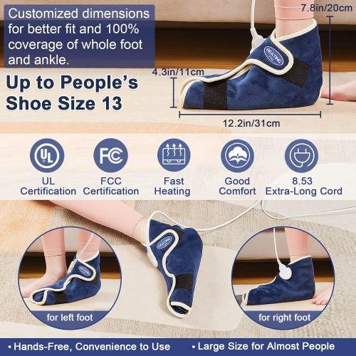 JOBYNA Ankle/Toe/Foot Warmer | Full Coverage Heated Foot Wrap |86-158℉ Continuous Setting| 10-90min Timer| Electric Heating Pad for Plantar Fasciitis Relief, Neuropathy Pain Relief for Foot(1 Pack)