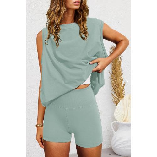 Size M Nirovien Womens 2 Piece Lounge Set Two Piece Matching Set Workout Short Sets Tunic Tops High Waist Shorts
