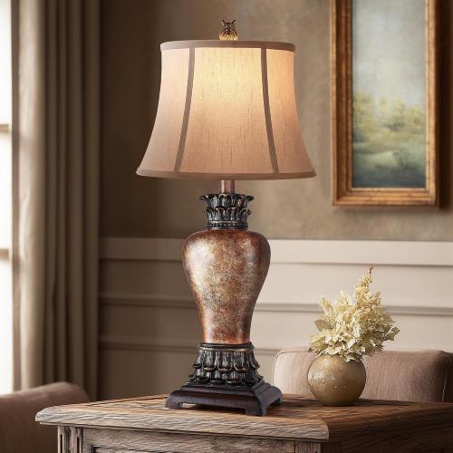 Hamucd 27 Set of 2 Tall Farmhouse Rustic Table Lamps for Living Room,3-Color Temperature Dimmable Western Bedroom Lamps for Night Stands Traditional Antique Decor (Brown)