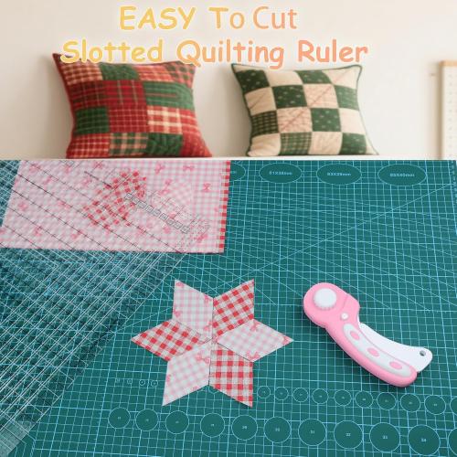 17-3/4 x 22in XL Slotted Quilting Ruler, Particularly Precise & Not Easy to Break, Quilting Templates Supplies for Fabric Strip, Rotary Cutting, Sewing, Patchwork and Crafting-1 Year