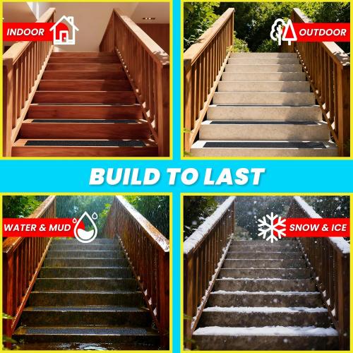 LifeGrip Anti Slip Traction Treads (10-Pack), 6 inch X 30 inch, Best Grip Tape Grit Non Slip, Outdoor Non Skid Tape, High Traction Friction Abrasive Adhesive for Stairs Step, Black (6 X 30 X 10P)
