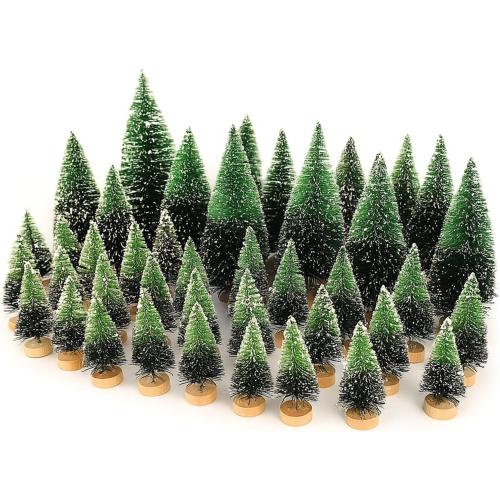 Desktop Miniature Pine Tree Tabletop Christmas Tree Small Pine Tree Decor Christmas Tree Toppers (Grass Green 26pcs)
