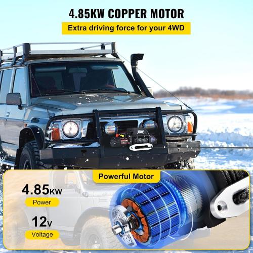 Electric Winch 13500lb, Waterproof Electric Truck Winch,12V Synthetic Rope Winch with Wireless Handheld Remote for Truck Jeep SUV Boat
