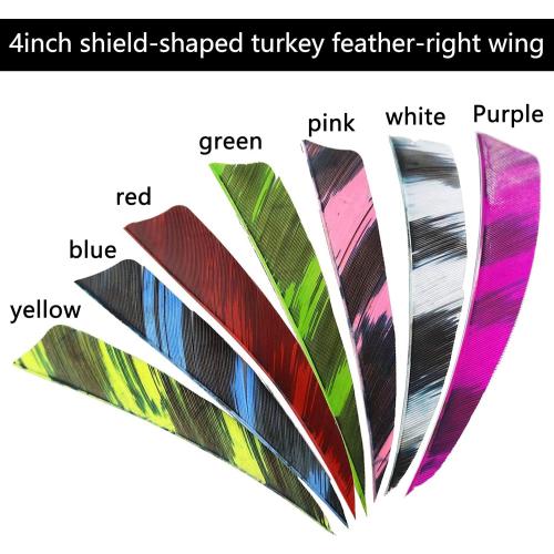 AMEYXGS 4 Inch Arrow Feather Fletching Turkey Feather Natural Arrow Vanes Shield Right Wings Vanes for DIY Arrows Accessories 50Pcs